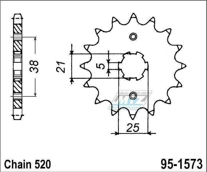 Obrázek produktu Kolečko řetězové (pastorek) 1573-14zubů MTZ - Yamaha XV125 Virago / 97-01