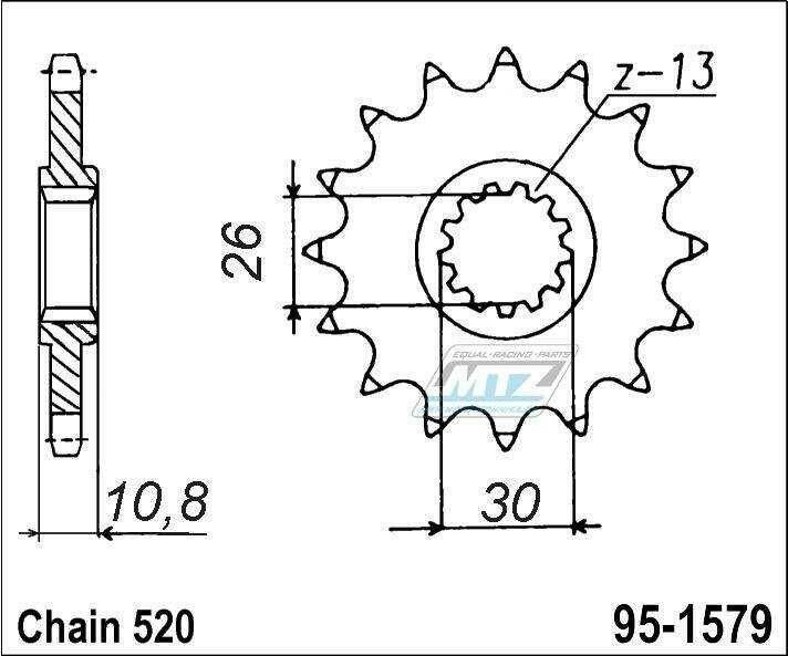 Obrázek produktu Kolečko řetězové (pastorek) 1579-17zubů MTZ - Yamaha YZFR1 + YZF-R1 + FZ1