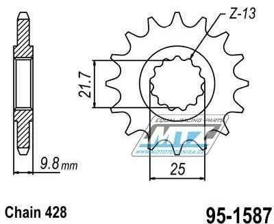 Obrázek produktu Kolečko řetězové (pastorek) 95-1587-19zubů MTZ - Yamaha FZR400 + FZR400RR + SR400 + SR500 (6300)