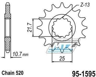 Obrázek produktu Kolečko řetězové (pastorek) 1595-17zubů MTZ - Yamaha FZ6R + XJ6 + FZ1 95-1595-17