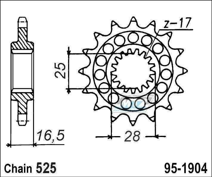 Obrázek produktu Kolečko řetězové (pastorek) 1904-15zubů MTZ - KTM 950 LC8 Adventure + 950 LC8 Supermoto + 990 Adventure + 990SM + 1050 Adventure + 1090 Adventure + 1190RC8 + 1190 Adventure + 1290 Superadventure + 129 95-1904-15