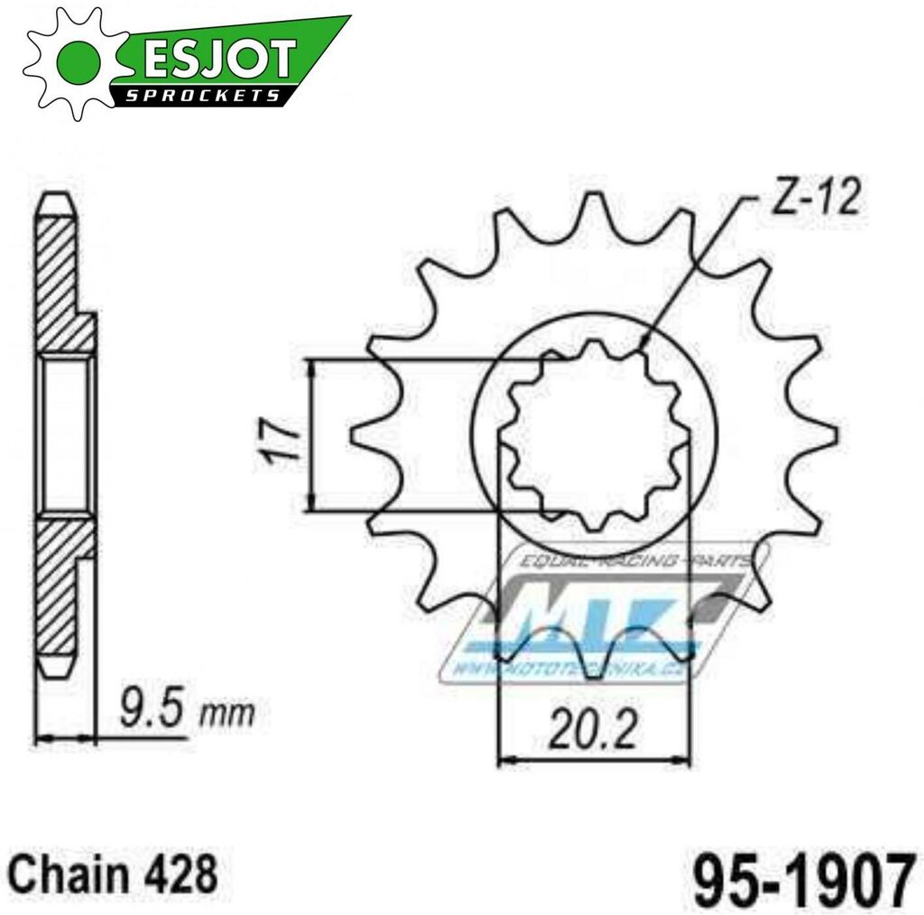 Obrázek produktu Kolečko řetězové (pastorek) 1907-13zubů ESJOT 50-15040-13 - KTM 85SX+105SX / 04-17 + Husqvarna TC85 / 15-17 (es-50-15040) 95-1907-13-ES