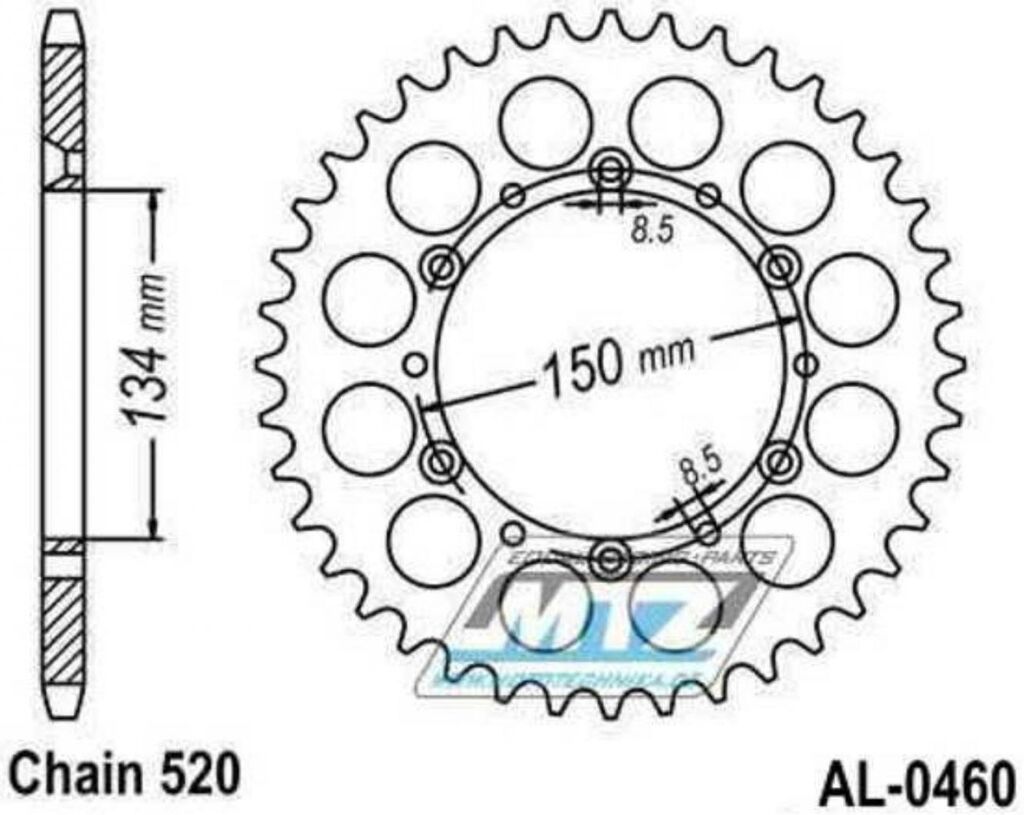 Obrázek produktu Rozeta řetězová (převodník) Dural 0460-47zubů MTZ zlatá - Kawasaki KX125+KX250+ KX500+KXF250+KXF450+KDX175+KDX200+KDX220R+KDX250+KLX250R+KLX250 D-Tracker +KLX250+KLX250SF+KLX300+KLX450R+KLX650R + Suzu AL-0460-47-E1