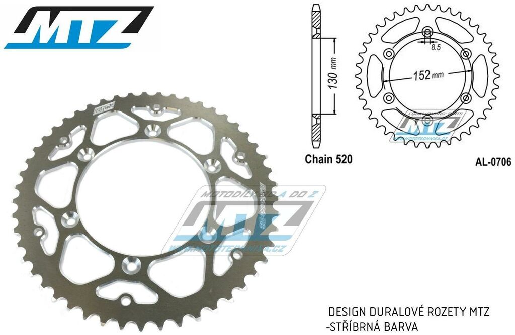 Obrázek produktu Rozeta řetězová (převodník) Dural 0706-49zubů MTZ - Aprilia RXV450 / 06-12 + SXV450 / 06-12 + RXV550 / 06-12 + SXV550 / 06-12 + BMW G450X / 08-12 AL-0706-49