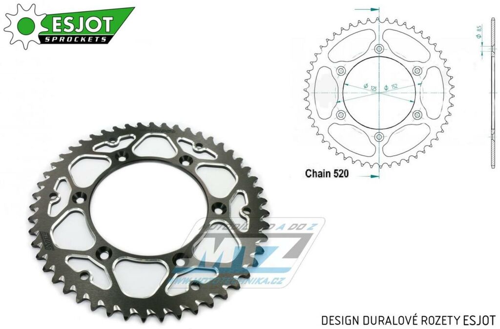 Obrázek produktu Rozeta řetězová (převodník) Dural BETA-48zubů ESJOT 51-32246-48BP - barva černá elox - Beta RR125+RR200+RR250+RR300 / 13-21 + RR350+RR390 +RR400+RR430+RR450+RR480+RR498 + RS390+XTrainer300+XTrainer250 AL-BETA-48-ES