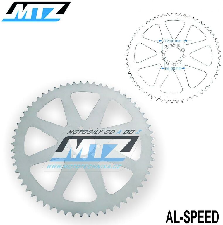 Obrázek produktu Rozeta řetězová (převodník) Dural SPEED-60zubů MTZ - SpeedWay (speed) AL-SPEED-60