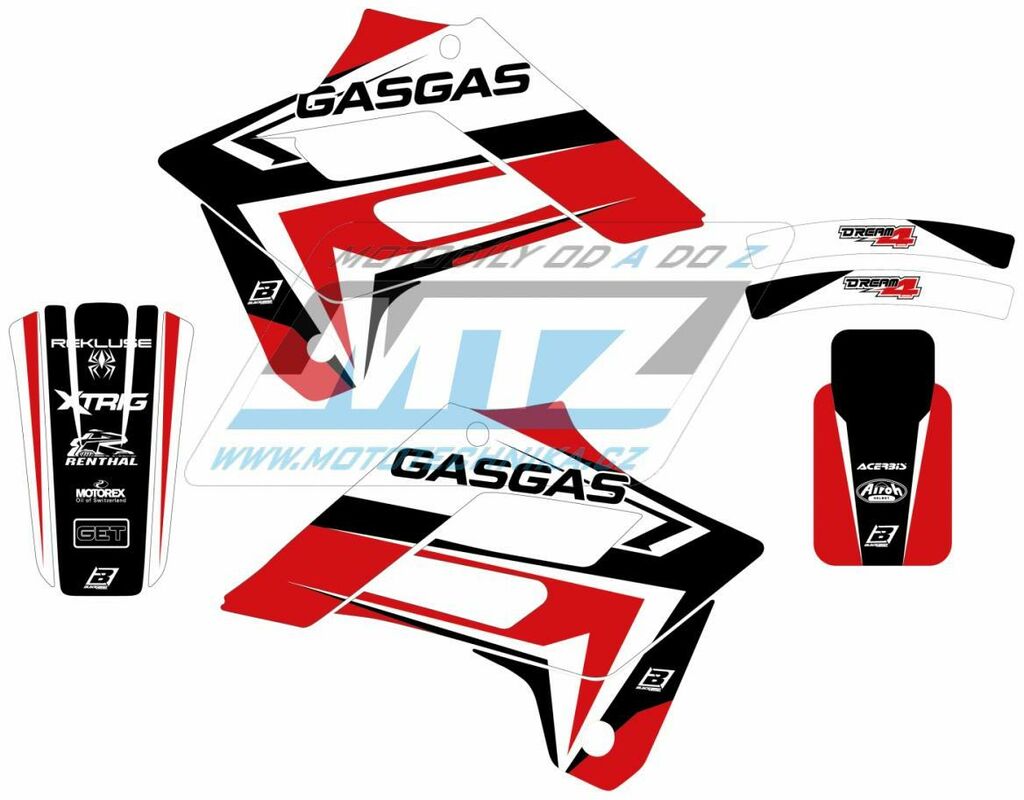 Obrázek produktu Polepy na motocykl (sada polepů Dream) GasGas EC250+EC300 + FSE400+FSE450 / 02-06 - typ polepů Dream4 - červená barevná varianta