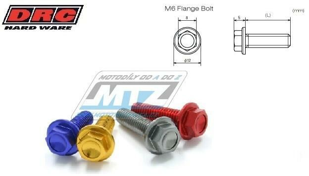 Obrázek produktu Šroub OCEL s integrovanou podložkou FLANGE - DRC M6 Steel Flange Bolt - DRC D58-31-845 - M6x45mm DF5831845