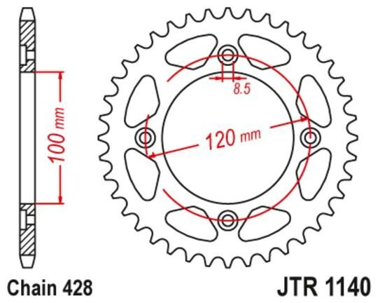 Obrázek produktu Řetězová rozeta JT JTR 1140-56 56 zubů, 428