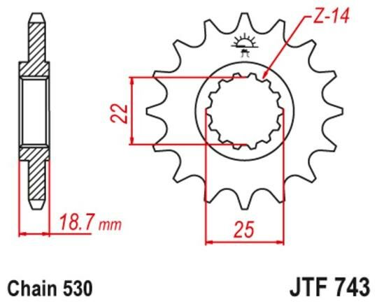 Obrázek produktu Řetězové kolečko JT JTF 743-15 15 zubů, 530