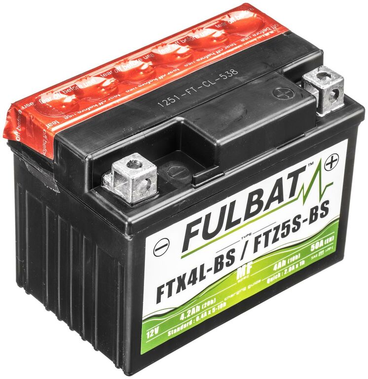 Obrázek produktu baterie 12V, YTX4L-BS/YTZ5S-BS, 4,2Ah, 50A, bezúdržbová MF AGM 113x70x85, FULBAT (vč. balení elektrolytu)