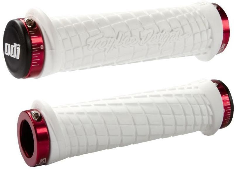 Obrázek produktu ODI GRIPS Troy Lee Designs Signature ATV Lock-On Bonus Pack White w/Red Clamps J30TLW-R