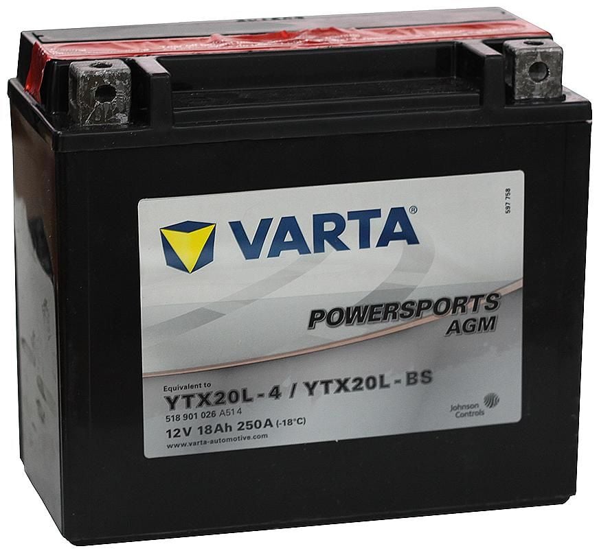 Obrázek produktu Varta 12V/18Ah (YTX20L-4/YTX20L-BS)-all TGB 425/525/550/1000, LINHAI 500, 550 (V518901026A514) V518901026A514