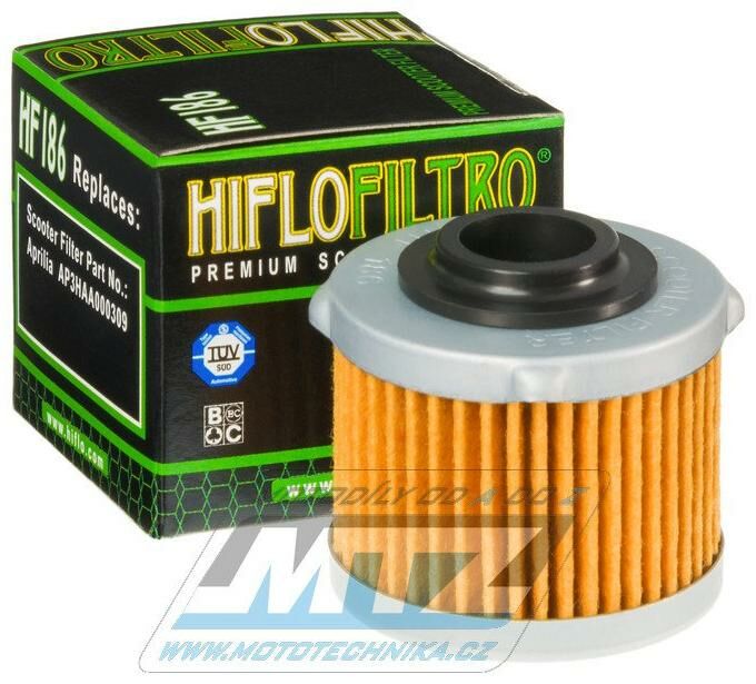 Obrázek produktu Filtr olejový HF186 (HifloFiltro) - Aprilia 125 Scarabeo + 200 Scarabeo HF186