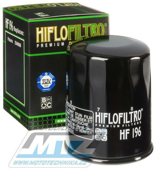Obrázek produktu Filtr olejový HF196 (HifloFiltro) - Polaris 600 Sportsman + 600 Sportsman Twin + 700 Sportsman Twin (hf196) HF196