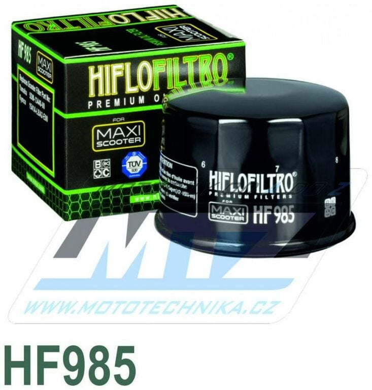 Obrázek produktu Filtr olejový HF985 (HifloFiltro) - Kymco 500 Xciting+500 Xciting RI+700i MyRoad + Yamaha XP500 TMAX + XP500SP TMAX White MAX + XP530 TMAX + XP530 BLACK MAX (olejovy-filtr-hf985) HF985