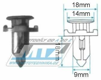 Obrázek produktu Klip/Nýt kapoty (plastová příchytka kapoty) - pro montážní otvor 9mm 84-25041