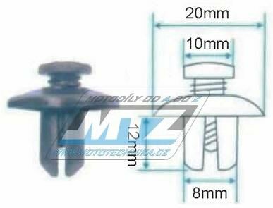 Obrázek produktu Klip/Nýt kapoty (plastová příchytka kapoty) - pro montážní otvor 8mm 84-25018
