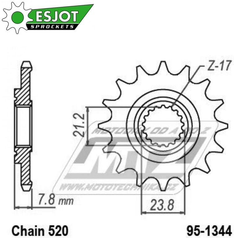 Obrázek produktu Kolečko řetězové (pastorek) 1344-14zubů ESJOT 50-32187-14 - Honda CRF250R /18-21 + CRF250 RX / 19-21 95-1344-14-ES