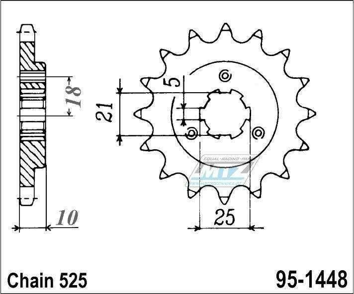 Obrázek produktu Kolečko řetězové (pastorek) 1448-16zubů MTZ - Suzuki DR650SE + XF650 Freewind + DR800 Big 95-1448-16