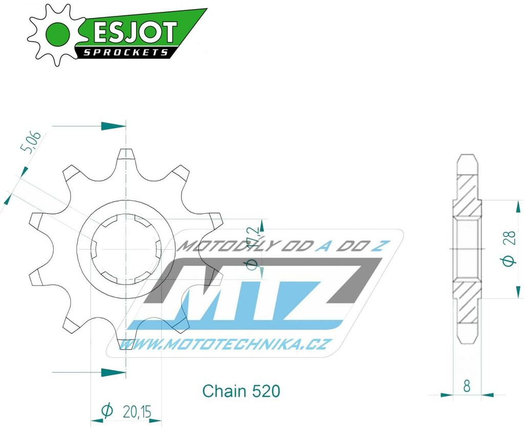 Obrázek produktu Kolečko řetězové (pastorek) 32177-10zubů ESJOT 50-32177-10 - Sherco Trial 1.25 + Trial 2.5 + Trial 2.9 + Trial 3.0 / 99-22 + 125 X-Ride / 12-18 + Scorpa SR125+SR250+SR280 / 15-22 + Twenty 125+250+300 50-32177-10