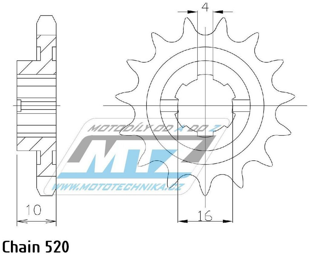 Obrázek produktu Kolečko řetězové (pastorek) 95-HQ125ST-12zubů MTZ -  Husqvarna CR125+WR125+WRE125 + SM125S+SMS125 + WR240 Enduro 95-HQ125ST-12