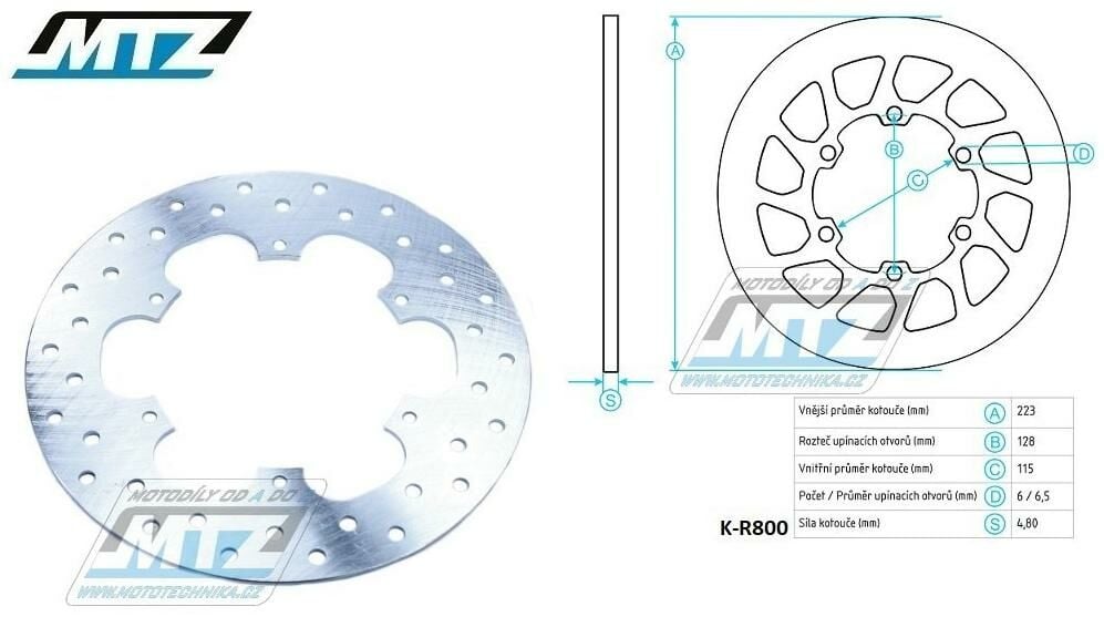 Obrázek produktu Kotouč brzdový MTZ Classic - TM 125EN / 92-00 + 125MX / 92-00 + 250EN / 95-00 + 250MX / 95-00 + 300EN / 95-00 + 300MX / 95-00 K-R800