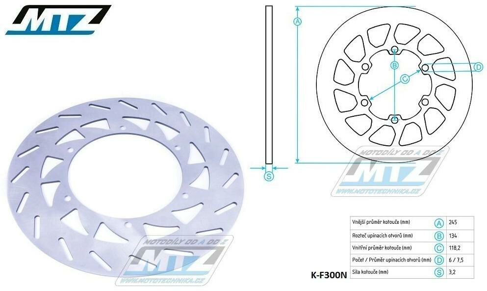 Obrázek produktu Kotouč brzdový MTZ Classic - Yamaha YZ125+YZ250 / 92-00+YZF400 / 98-00 + WR250 / 92-97+WRF400 / 98-00 K-F300N