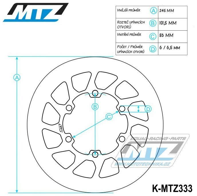 Obrázek produktu Kotouč brzdový (245/86/6D) kulatý desing - Yamaha YZ125 / 90-97+WR125 / 90-97 + YZ250 / 90-97+WR250 / 90-91 + XT350 / 85-90+YZ360Rally K-MTZ333F