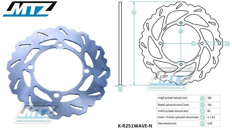 Obrázek produktu Kotouč brzdový MTZ nerezový - zubatý desing Wave - Kawasaki KX85 / 01-24 + KX100 / 01-21 + KX112 / 22-24 K-R251WAVE-N