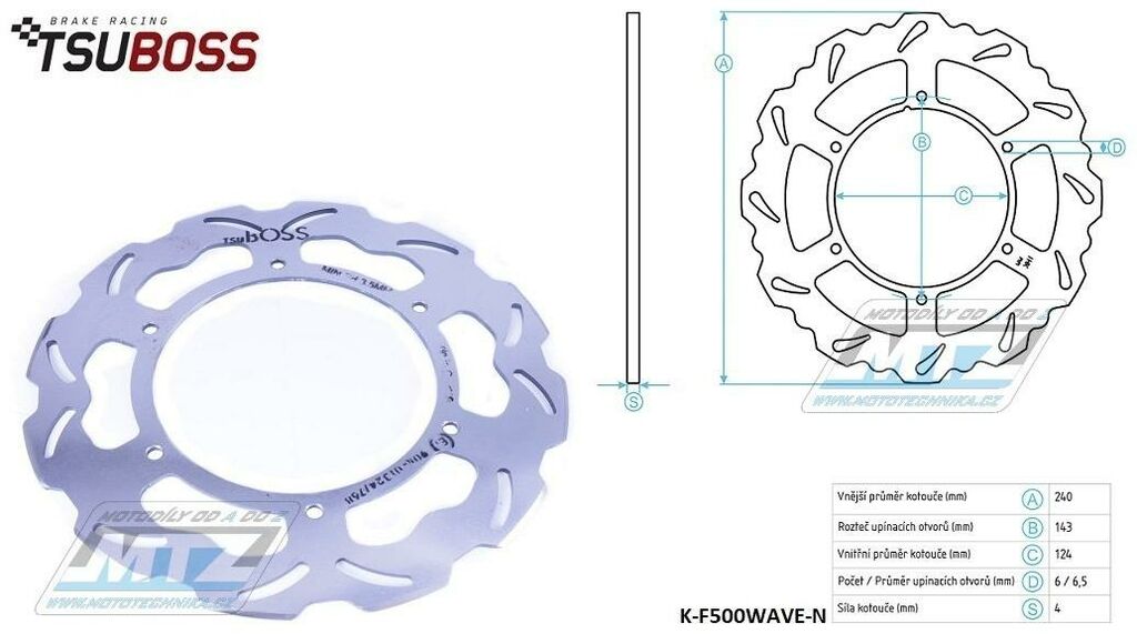 Obrázek produktu Kotouč brzdový - zubatý desing Wave - KTM 125EXC+125EGS / 88-91 + 125SX+125MX / 88-91 + 250EXC+250EGS / 90-91 + 250MX+GS250 / 88-91 + 300EGS+300EXC+MXC300 / 90-91 K-F500WAVE-N