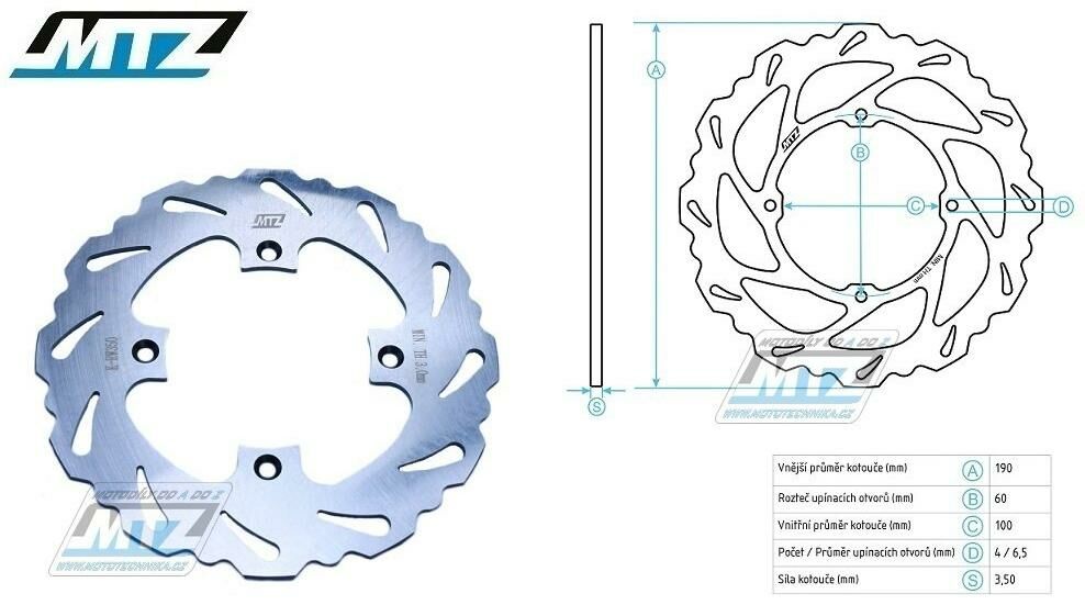 Obrázek produktu Kotouč brzdový MTZ nerezový - zubatý desing Wave - Yamaha YZ65 / 18-25 + YZ80 / 93-01 + YZ85 / 02-25 K-R350WAVE-N