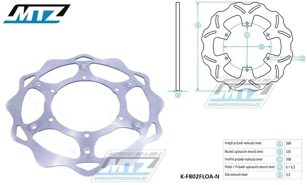 Obrázek produktu Kotouč brzdový PLOVOUCÍ nerezový - zubatý desing Wave - Gas-Gas EC250+EC300 / 97-20 + EC125+EC200+MC125+MC250 + ECF250+ECF300+ECF450 K-F802FLOA-N
