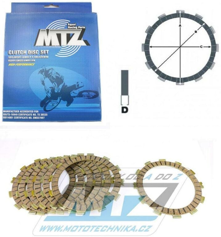 Obrázek produktu Lamely spojkové třecí (s obložením) MTZ 881-D1222-7 - Honda CR125R+CR250R + Husaberg TE125 + Husqvarna CR125+FE250+TC125+TE125+TE150+TX125+WR125 + KTM 125EXC+125SX+144SX+150SX+200EXC+200SX 881-D1222-7