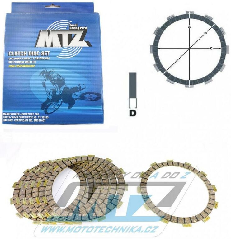 Obrázek produktu Lamely spojkové třecí (s obložením) MTZ 881-D1170-7 - Honda XL600L+XL600R+XR600R+FMX650+SLR650+NX650 Dominator 881-D1170-7