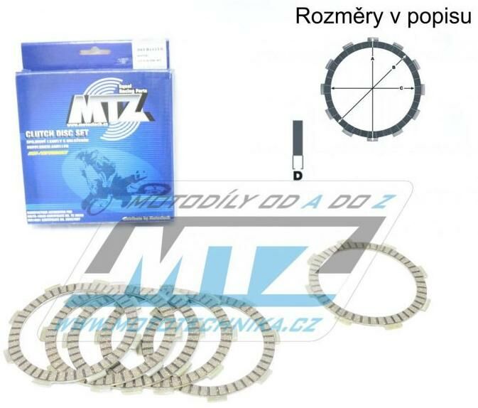 Obrázek produktu Lamely spojkové třecí (s obložením) MTZ 883-D4453-6 - Honda CRF150R+CRF150RB+CB250Two fifty+CM250C Custom+CMX250C Rebel + Loncin Conqueror 200 + Suzuki RM100 + Kawasaki KX80+KX85+KX100+KX112+KMX125+KM 883-D4453-6