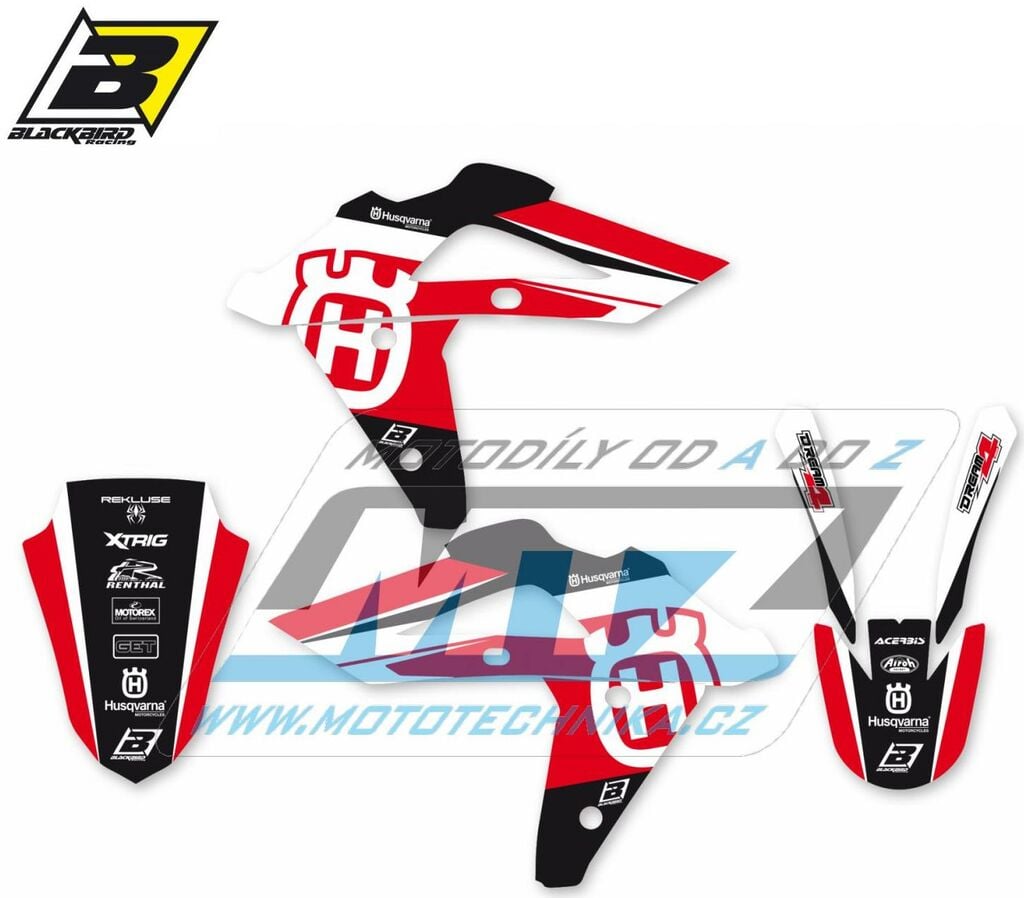 Obrázek produktu Polepy na motocykl (sada polepů Dream) Husqvarna TC250+TC450+TC510 + TE250+TE450+TE510 / 05-07 - typ polepů Dream4 - červená barevná varianta