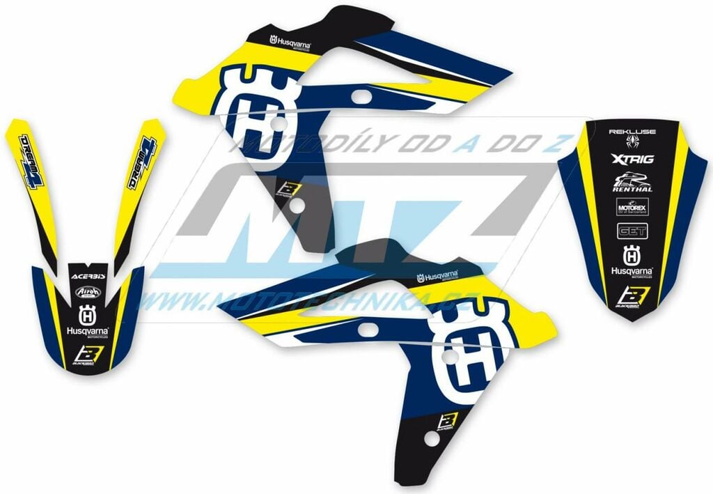 Obrázek produktu Polepy na motocykl (sada polepů Dream) Husqvarna TC250+TC450+TC510 + TE250+TE450+TE510 / 05-07 - typ polepů Dream4 - žlutá barevná varianta BB2605N/02