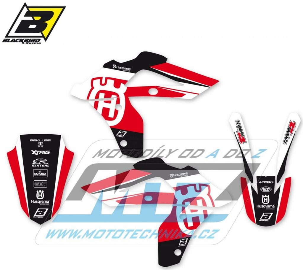 Obrázek produktu Polepy na motocykl (sada polepů Dream) Husqvarna CR125+WR125 / 06-08 + WR250 / 06-13 + WR300 / 09-13 - typ polepů Dream4 - červená barevná varianta