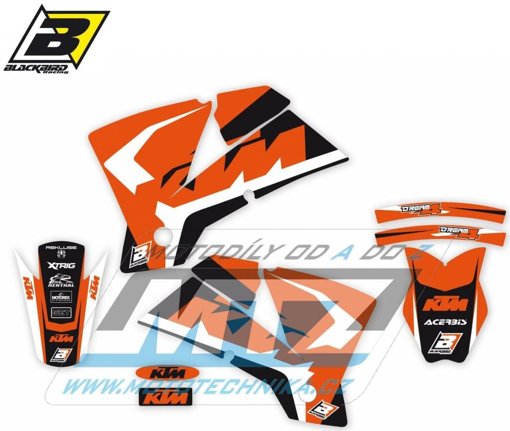 Obrázek produktu Polepy na motocykl (sada polepů Dream) KTM EXC+EXCF /  03-04 + SX+SXF / 01-04 - typ polepů Dream4 BB2517N