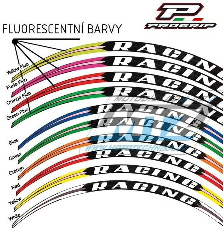 Obrázek produktu Polepy ráfků Progrip RACING PG5026/16 - zelené FLUO (12ks=2kola) PG5026FL-08