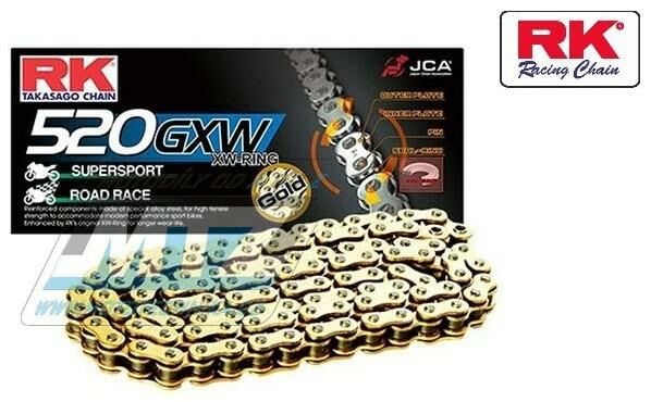 Obrázek produktu Řetěz RK 520 GXW (112čl) - těsněný/ x kroužkový (zlatý) Ř520GXW112GB