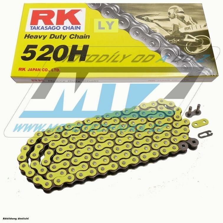 Obrázek produktu Řetěz RK 520 H (118čl) - netěsněný/ bezkroužkový (žlutý) Ř520H118NY