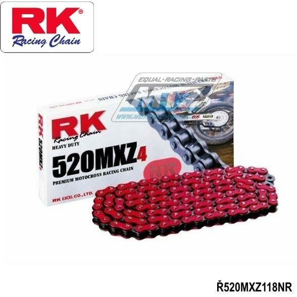 Obrázek produktu Řetěz RK 520 MXZ4 (118čl) - netěsněný/ bezkroužkový (červený) Ř520MXZ118NR