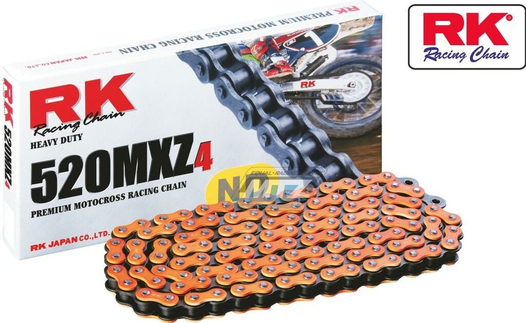 Obrázek produktu Řetěz RK 520 MXZ4 (118čl) - netěsněný/ bezkroužkový (oranžový) Ř520MXZ118ND