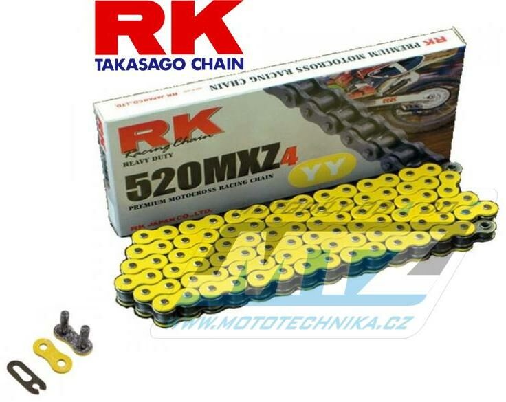 Obrázek produktu Řetěz RK 520 MXZ4 (118čl) - netěsněný/ bezkroužkový (žlutý) Ř520MXZ118YY