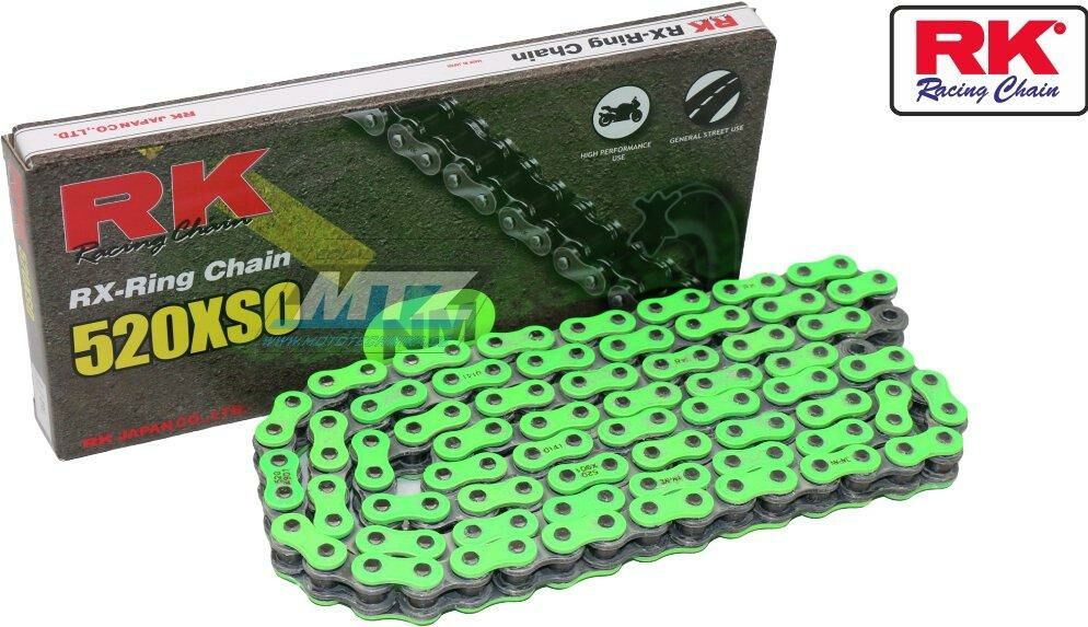 Obrázek produktu Řetěz RK 520 XSO-Z1 (118čl) - těsněný/ x kroužkový (zelený) Ř520XSO118NM