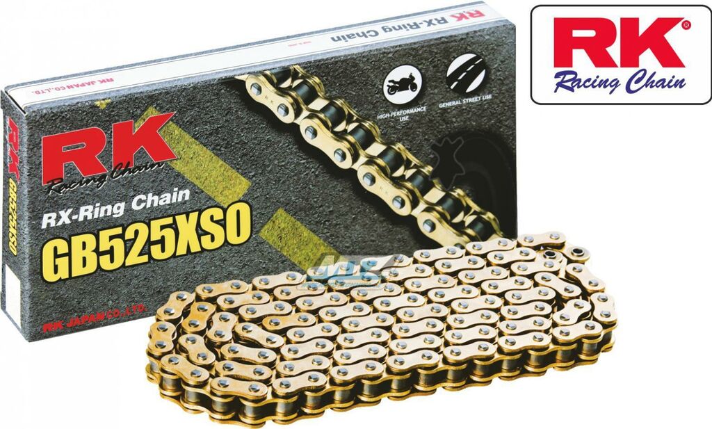 Obrázek produktu Řetěz RK 525 XSO (124čl) - těsněný/ x kroužkový (zlatý) Ř525XSO124GB