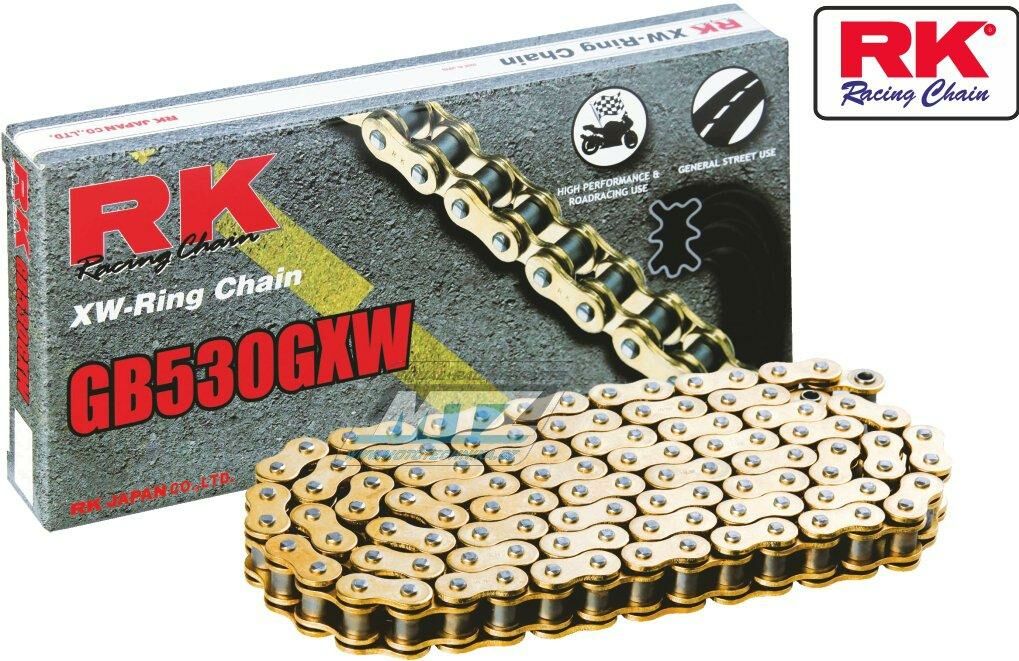 Obrázek produktu Řetěz RK 530 GXW (110čl) - těsněný/ x kroužkový (zlatý) Ř530GXW110GB