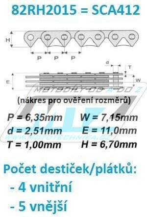 Obrázek produktu Řetěz rozvodový 82RH2015 = SCA412 (metráž řetězu v roli - možnost jakéhokoliv počtu článků) 31.822015ROLE
